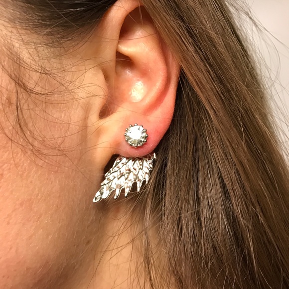 NEW!๐๐ANGEL WING BLING CZ EARRING๐๐SILVER TONE - Picture 4 of 8